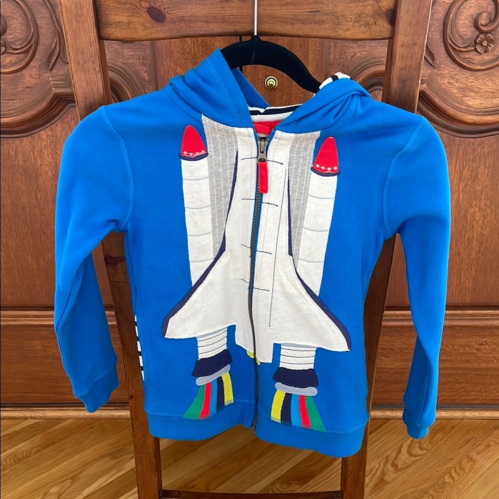 Mini Boden Blue and White Space Shuttle Hoodie